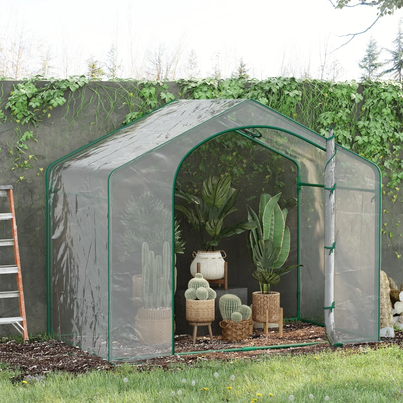 Outsunny Seră de Exterior cu Intrare cu Fermoar și Aerisire Superioară, din Plastic și Oțel, 180x100x152 cm, Transparentă
