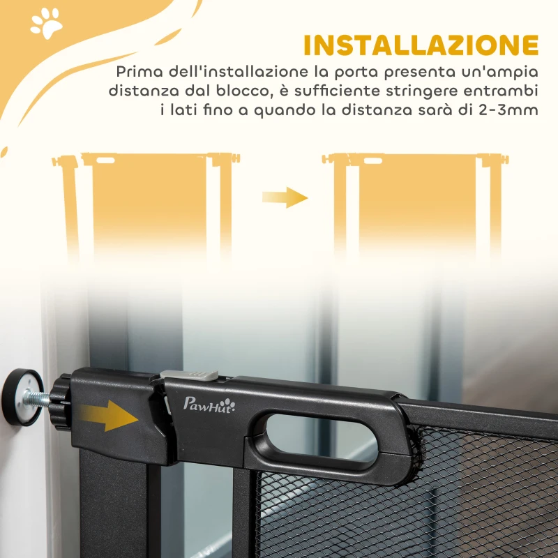 PawHut Cancellino per Cani Estensibile a Pressione con Chiusura Automatica, Acciaio e ABS, 75-82x76 cm, Nero