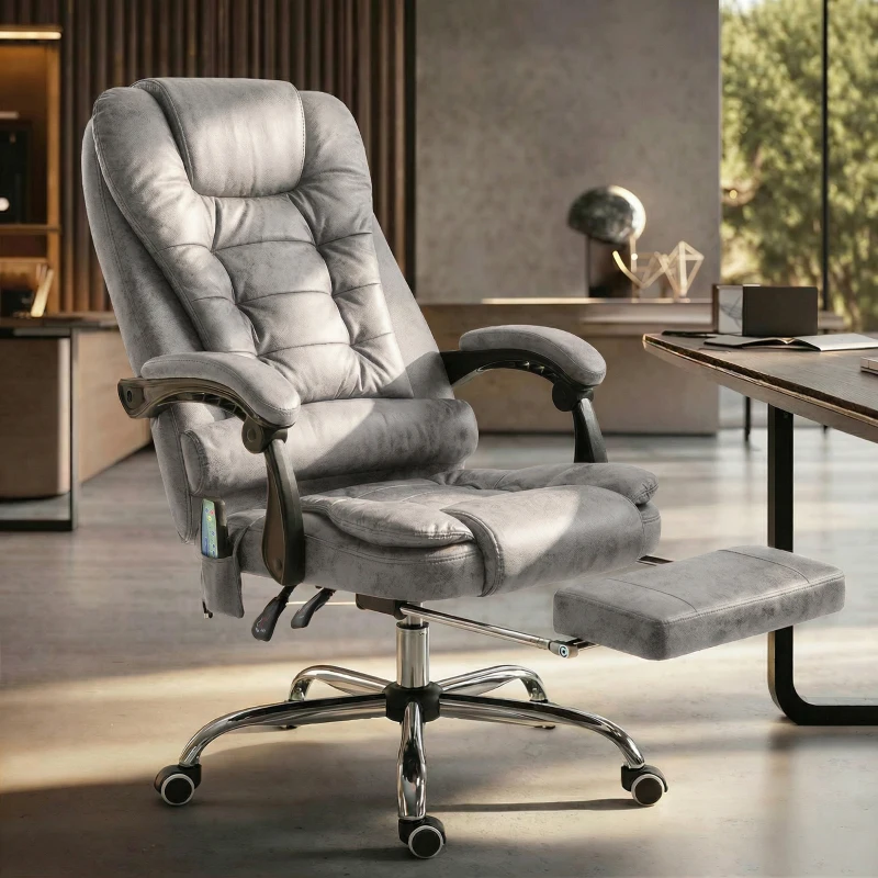 Vinsetto Bureaustoel met Massagefunctie, Ergonomische Bureaustoel met Leun- & Warmtefunctie, Afstandsbediening, Grijs(m-9)