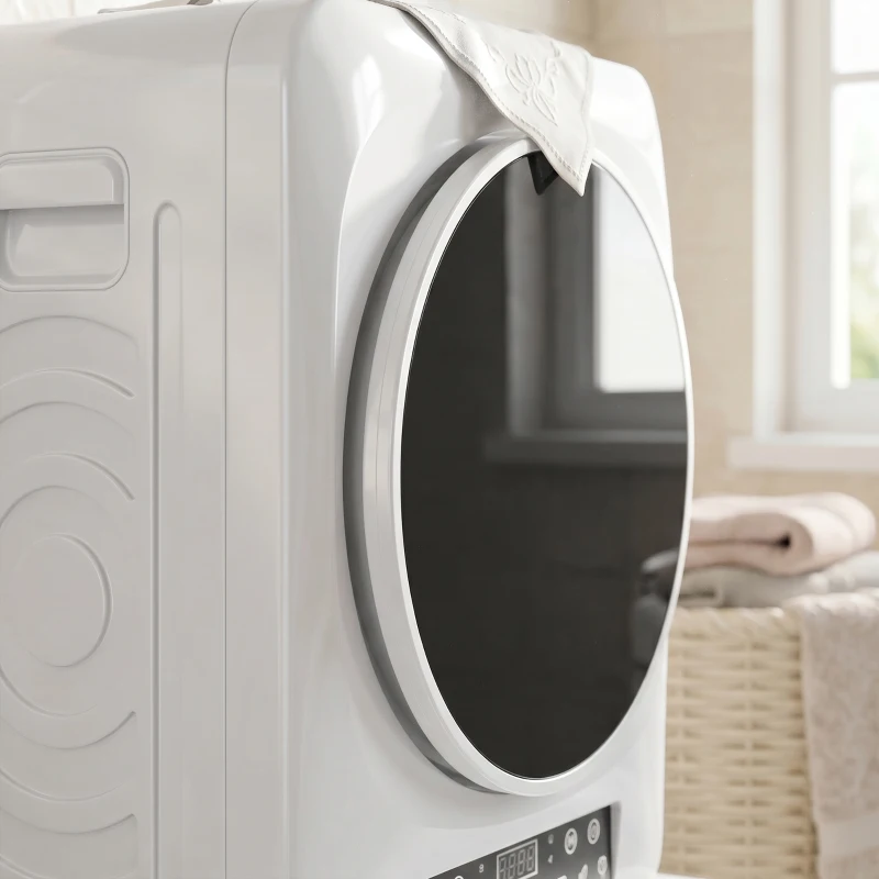 HOMCOM 1000W compacte wasdroger met Extra Droog & ECO-functies, timer- en temperatuurinstellingen, wit