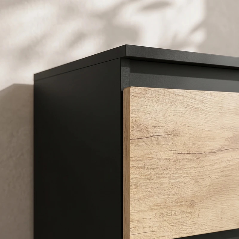 HOMCOM Cómoda 6 cajones mueble de almacenamiento sin tiradores diseño minimalista 120 x 39 x 75 cm negro y roble