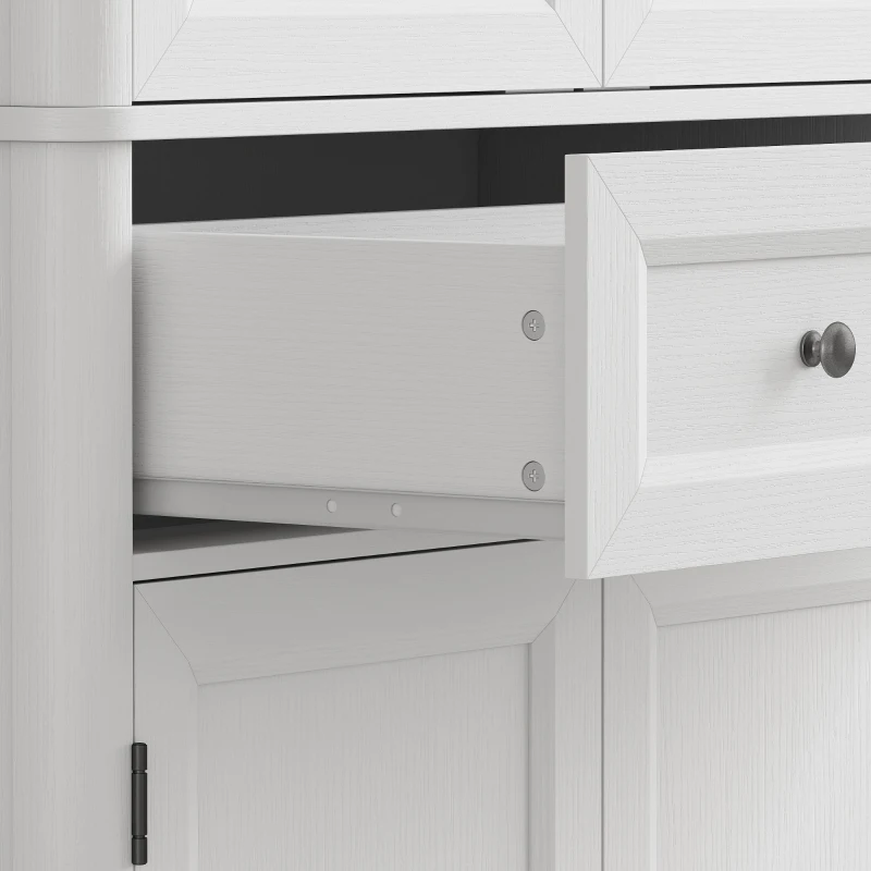 HOMCOM Keukenkast met 4 deuren, lade en verstelbare planken voor keuken, 80 x 39,5 x 186,4 cm wit