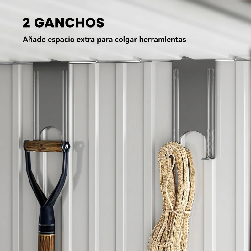 Outsunny Caseta de Jardín 195x122x181,5 cm con Puerta Corredera 2 Ventanas y Anti-UV para Almacenar Herramientas Gris Claro