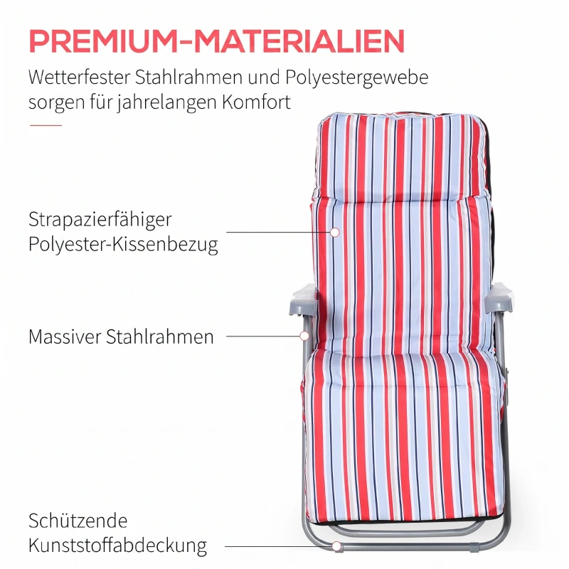 Outsunny ligstoel set met kussens opvouwbaar rood 60 x 75 x 65-102 cm
