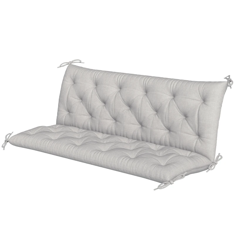 Outsunny Cojín para Banco de Jardín con Respaldo Relleno Grueso y Cintas de Sujeción para Interior y Exterior 150x98x8 cm Gris