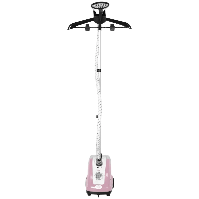 HOMCOM Vertikaler Dampfglätter für Kleidung 1,4 L 1950 W Dampfausstoß 32 g/min Teleskopstange Rosa Schwarz