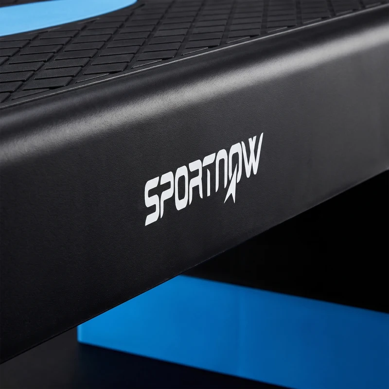 SPORTNOW Stepper Fitness Aérobic 3 Niveaux, Hauteur Réglable 10/15/20 cm avec Rehausses, Surface Antidérapante, 68x29x20cm, Bleu