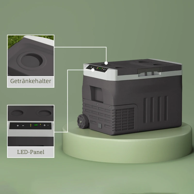 Outsunny Caixa Frigorífica com Compressor 30 L Elétrica com LED Modo ECO Função de Conservação Preto