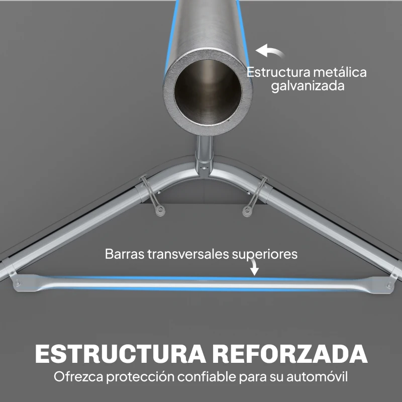 Outsunny Garaje Exterior para Coche 3x6 m Impermeable de PE Resistente Marco de Acero Galvanizado Altura Ajustable Blanco