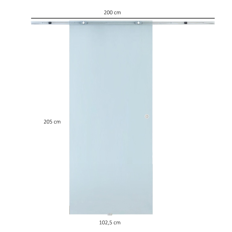 HOMCOM Porta de correr em vidro Porta interior Vidro fosco 102,5 x 205 cm