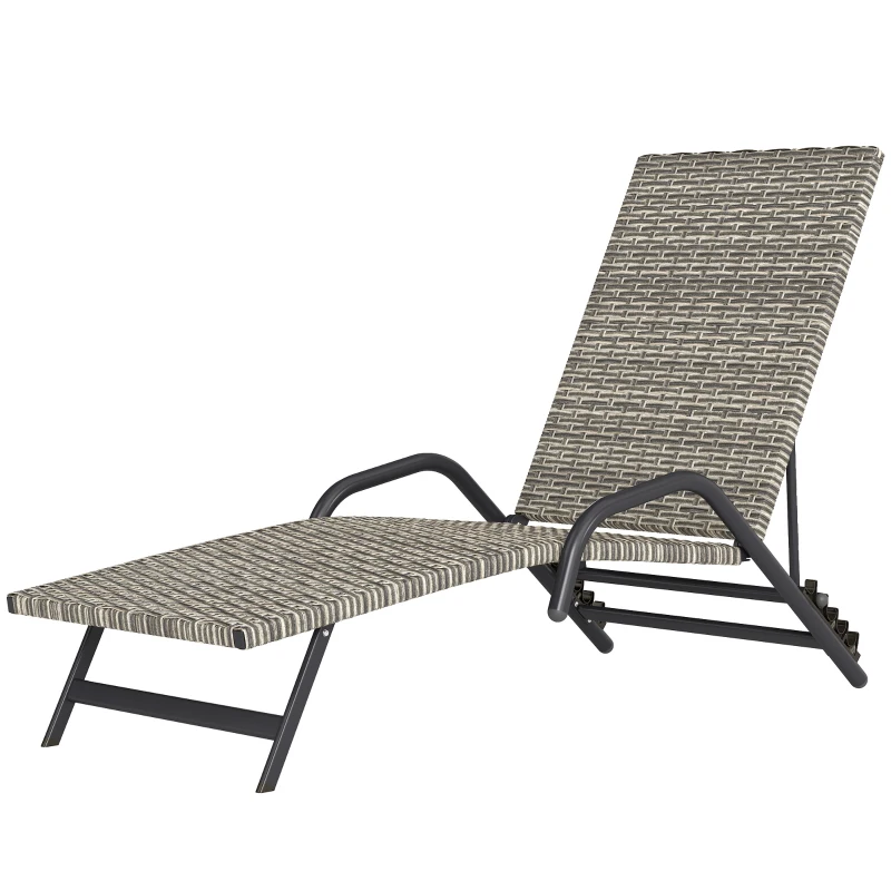 Outsunny Sonnenliege Gartenliege aus Polyrattan, verstellbar in 4 Positionen, S-Form, 156x62x96 cm, braun