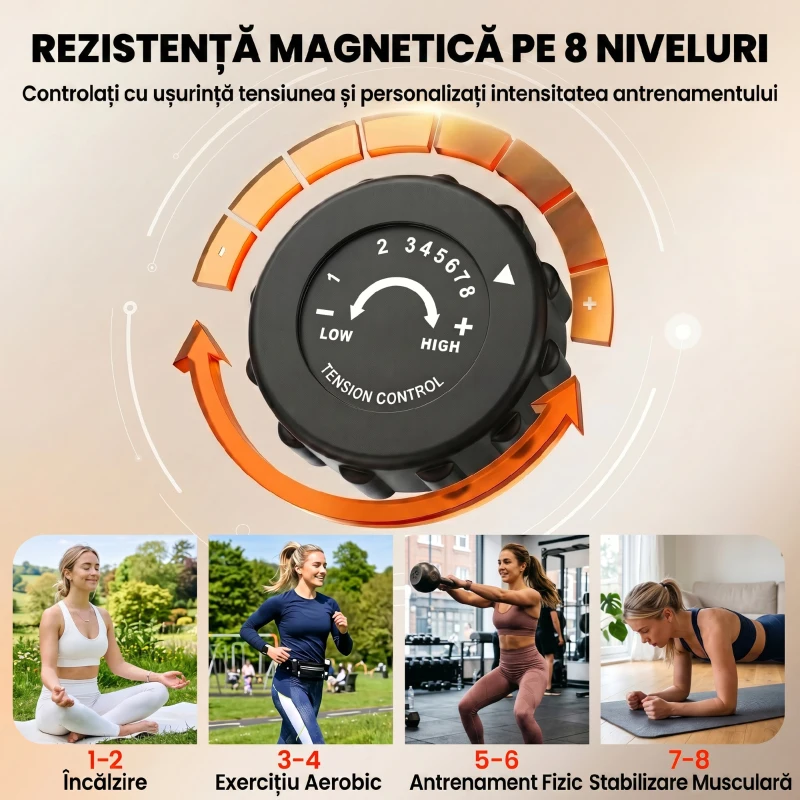 Homcom Bicicleta Pliabila 2-in-1 – 8 Niveluri & Benzi Elastice pentru Brate