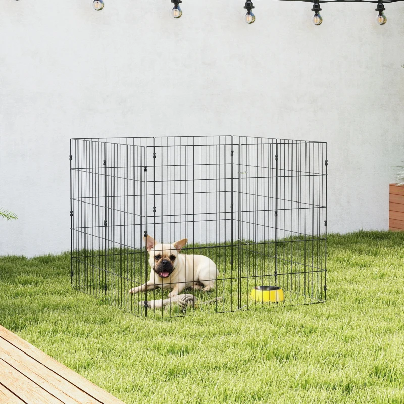 PawHut Recinto per Cani Recinto Espandibile Pieghevole in Metallo 50x80 cm Nero