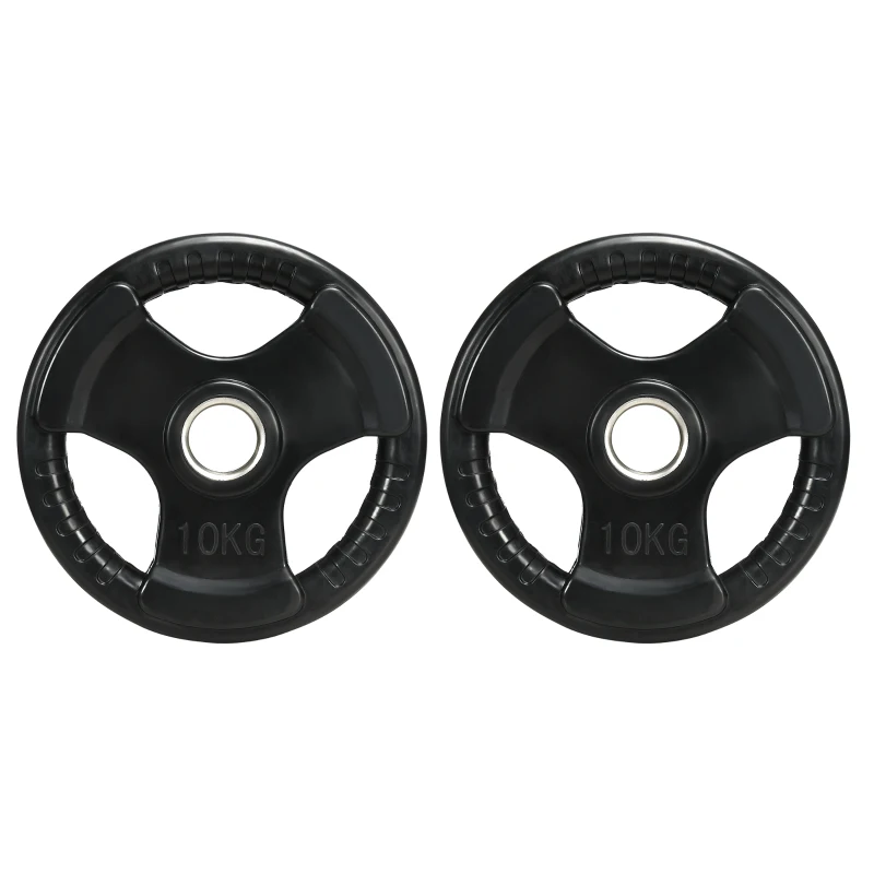 SPORTNOW Anilha, conjunto de 2, 10 kg por anilha, três pegas, revestimento em borracha que protege o piso, metal