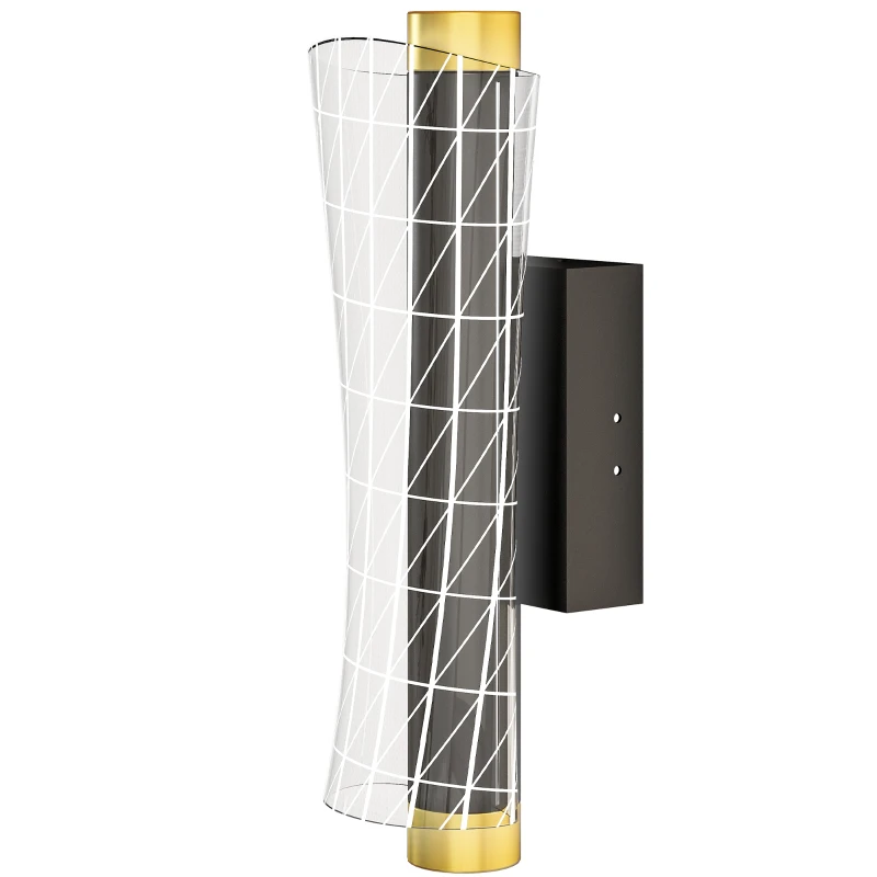 HOMCOM Luminária de Parede Interna com LED, Design em Grade, Dimerizável, Abajur de Cabeceira, Metal, Preto