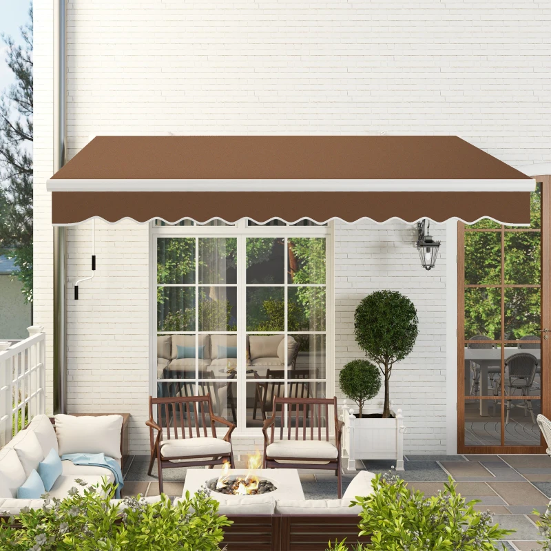 Outsunny manuelle aufrollbare Außenmarkise aus Metall und Aluminium, 4x2,5 m, Rostrot
