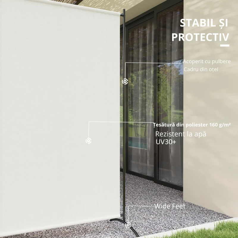 Outsunny Paravan exterior cu panou unic, separator de încăpere de 180H cm cu protecție UV30+, Bej