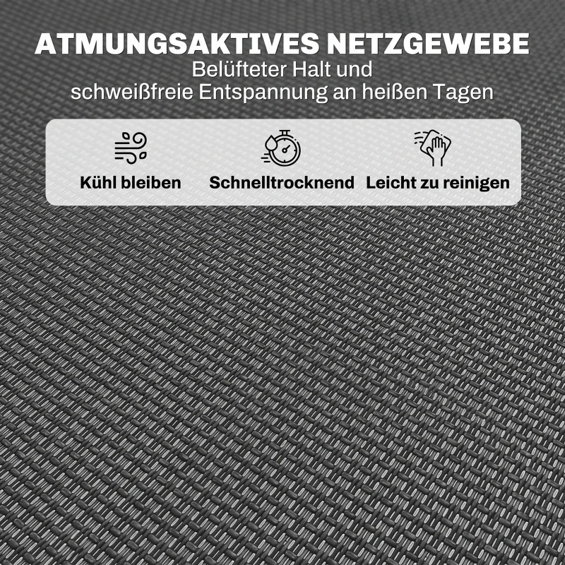 Outsunny Lot de 2 bain de soleil transat pliable dossier inclinable multi-positions acier lacets élastiques textilène gris