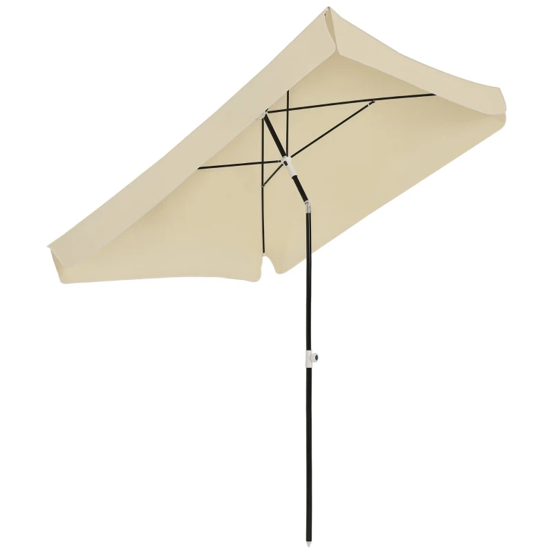 Outsunny Sonnenschirm 2x2 m für Außen mit quadratischem Dach, verstellbar und tragbar, Creme