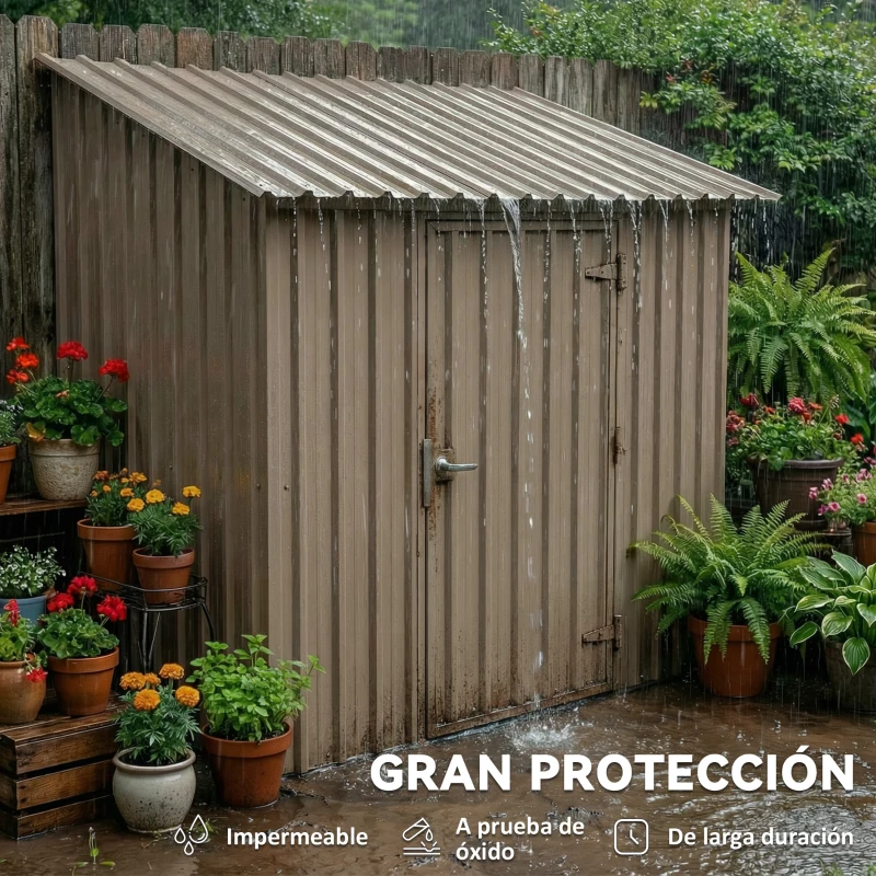 Outsunny Juego de 12 Paneles para Tejado de Acero Galvanizado 7m² para Caseta de Herramientas Cobertizo 129x45cm Marrón