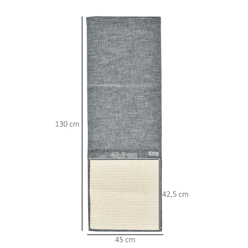 PawHut Tapete de Arranhar para Gato Conjunto de 2 130 x 45 cm Sisal Prancha de Arranhar Arranhadores Tapete Protetor para Sofá Móveis Porta Cinza