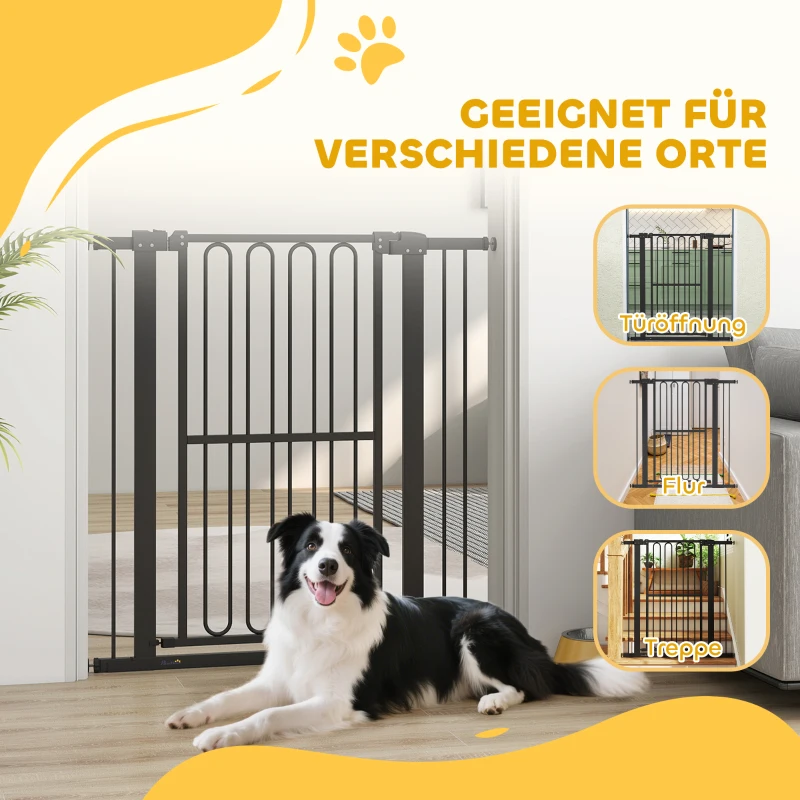 PawHut Portão de proteção para cães, 76-104 cm, grade de contenção sem perfuração, grade para escadas
