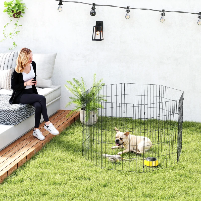 PawHut Recinto per Cani Recinto Espandibile Pieghevole in Metallo 50x80 cm Nero