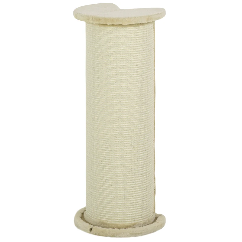 PawHut Arranhador para Gatos, Design de Canto, Poupador de Espaço, 35 cm x 35 cm x 85 cm, Creme branco