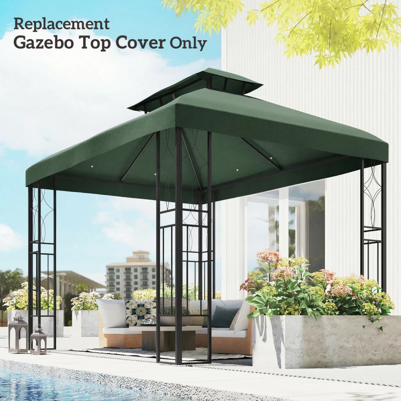 Outsunny Toldo de Recambio 4x3 m con Techo Doble Orificios de Drenaje y Protección UV Solo Toldo NO Incluye Marco Verde