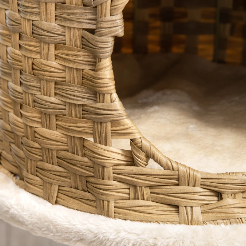 PawHut Arranhador 95 cm Torre para Gatos com Toca, Bola de Brinquedo, Troncos de Sisal, Plataforma Grande, Arranhador Multinível, Árvore de Escalada, para Gatos até 5 kg, Natural+Bege
