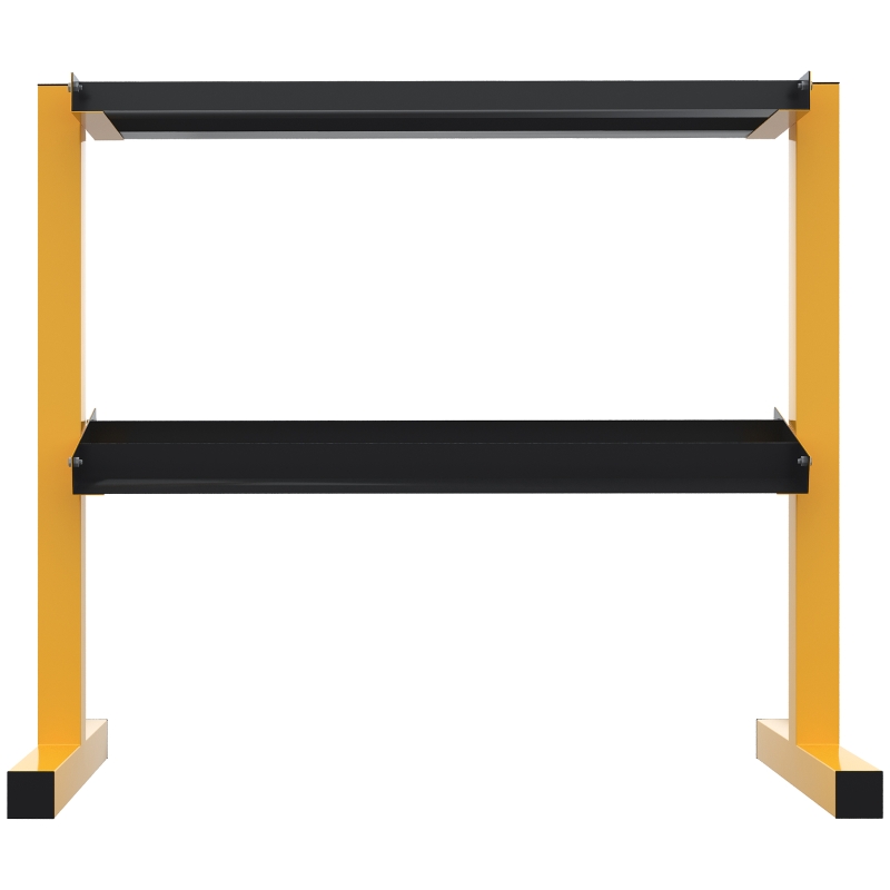 SPORTNOW Suporte para halteres, até 270 kg, 2 prateleiras, Estrutura em aço, amarelo, 92,5 x 50,5 x 80,5 cm