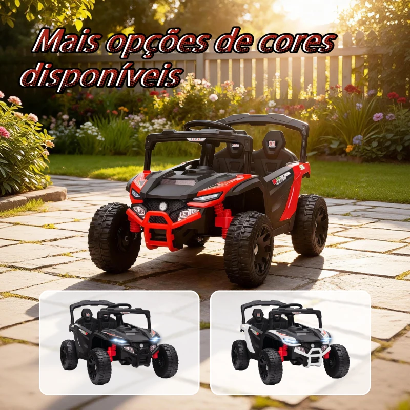 AIYAPLAY Carro Elétrico para Crianças 12V com 2 Motores Suspensão Traseira Faróis e Música 88x57,5x55,5 cm Vermelho
