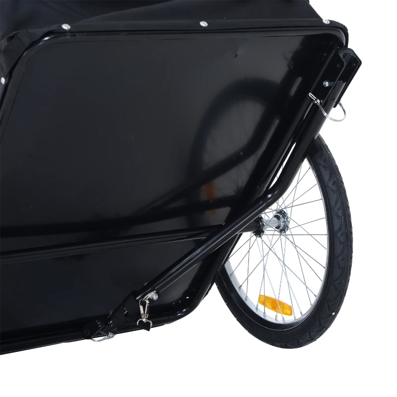 HOMCOM Reboque para bicicleta Atrelado de carga Capacidade máx. 40 kg Reboque de transporte Carrinho Reboque para bicicleta Branco+Preto Aço Oxford 140 x 77 x 65 cm