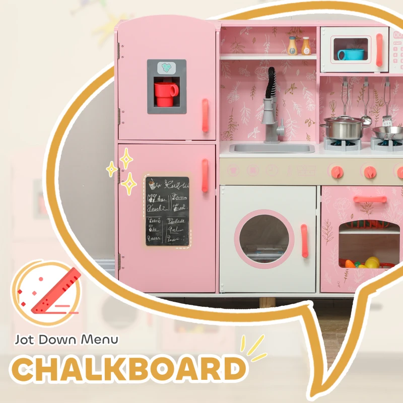 AIYAPLAY Cucina giocattolo con luci, suoni, forno e microonde, Rosa