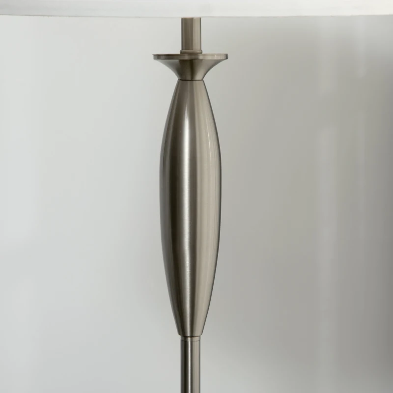 HOMCOM Conjunto de 3 luminárias. 1 candeeiro de pé, 2 candeeiros de mesa, aspeto em linho; 38 cm x 38 cm x 158 cm, Prata + Branco