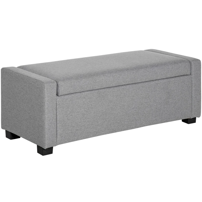 HOMCOM Fußbank mit Staufach aus Stoff, 120x50x44 cm - Grau