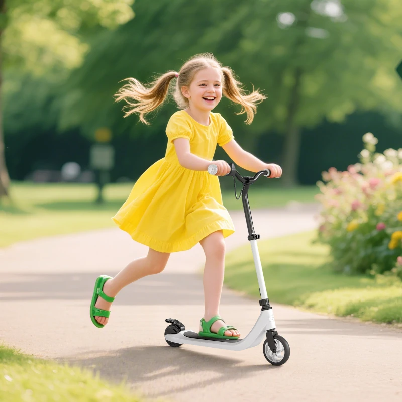 HOMCOM E-Scooter, Patinete Elétrico, Autonomia 6 km, a partir dos 6 anos, Estrutura em aço, preto+branco, 76 x 53 x 95 cm