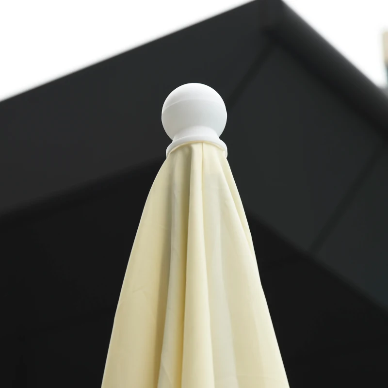 Outsunny Sonnenschirm 2x2 m für Außen mit quadratischem Dach, verstellbar und tragbar, Creme