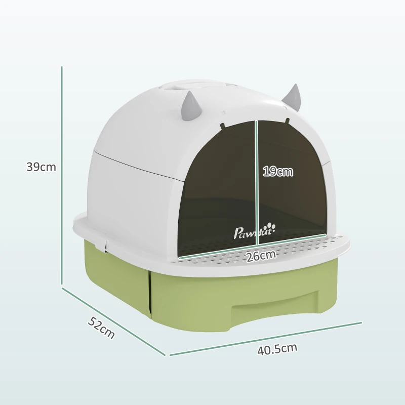 PawHut Enclosed Cat Litter Box w/ Pull-Out Drawer, Scoop, Deodorising Bags for Odour Control, Privacy, Portable, Easy to Clean