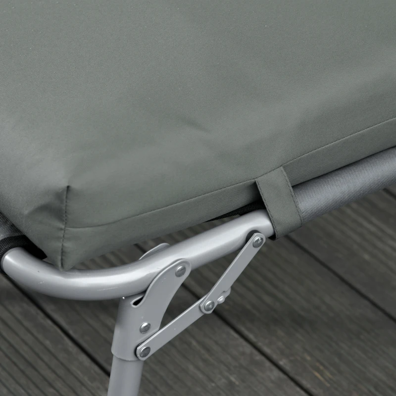 Outsunny Set 2 Cuscini per Sdraio da Esterno Imbottiti in Cotone con Cinghie, 196x55x8 cm, Grigio Scuro