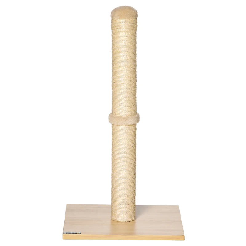 PawHut Coluna de Arranhar 60 cm de altura Arranhador para gatos até 5 kg com corda de sisal, Bege+Carvalho