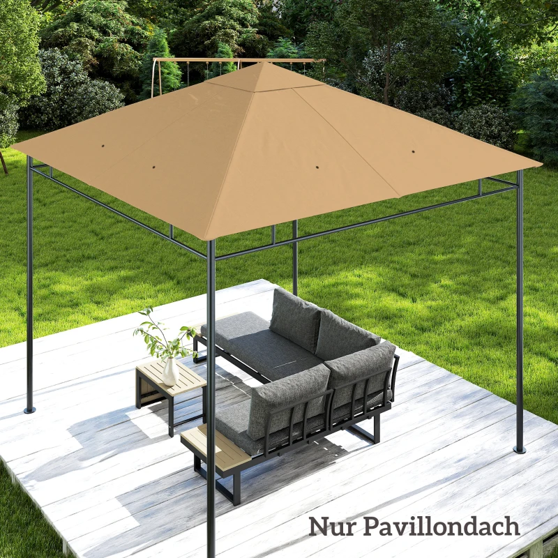 Outsunny Ersatzdach für Gartenpavillon, Polyester, 2,98 x 2,95 m, Beige