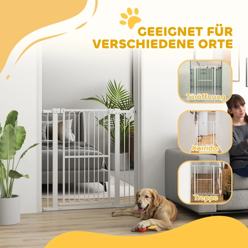 PawHut Barreira de Segurança para Cães 76-104 cm Nível sem Perfuração Nível para Escadas
