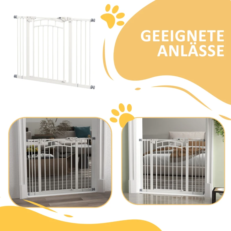PawHut Grade para escadas Proteção para cães, fechamento automático, operação com uma mão, 100 cm x 4 cm x 76 cm, Branco