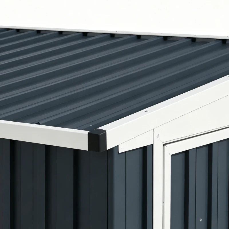 Outsunny 7.6 x 4ft Garden Metal Shed, Outdoor Storage Shed with Window, 2 Vents and Lockable Door for Garden, Patio, Dark Grey