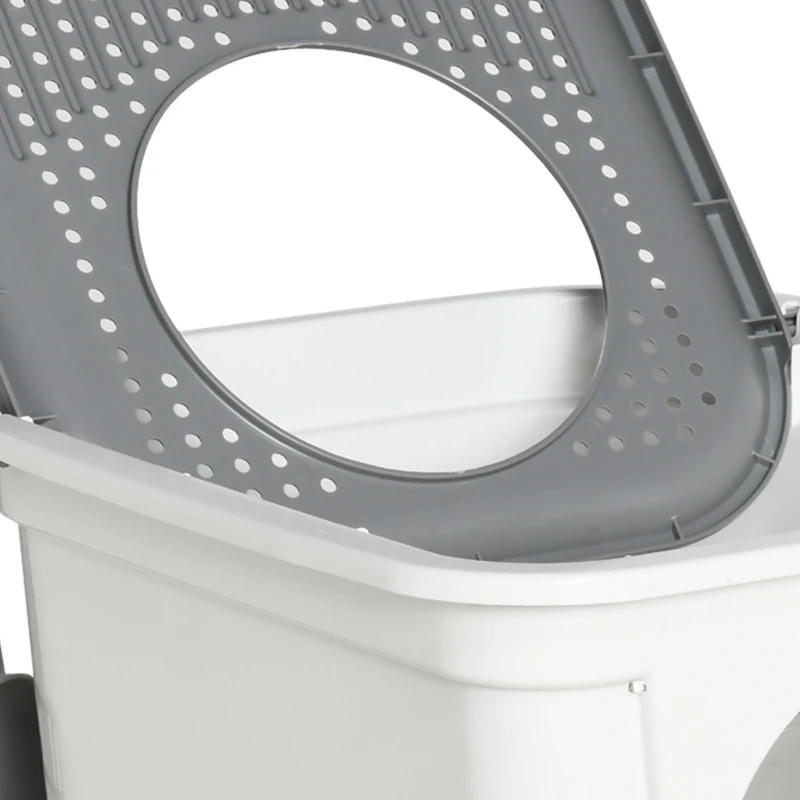PawHut Maison de toilette Bac à litière pour chat double porte battante et supérieure, pelle fourni, 44L x 55l x 39H cm, blanc