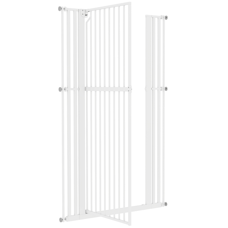 PawHut Barrera de Seguridad Niños Perros y Gatos Extra Alta 160cm Extensible 76-105cm para Puertas Escaleras Cierre Automático