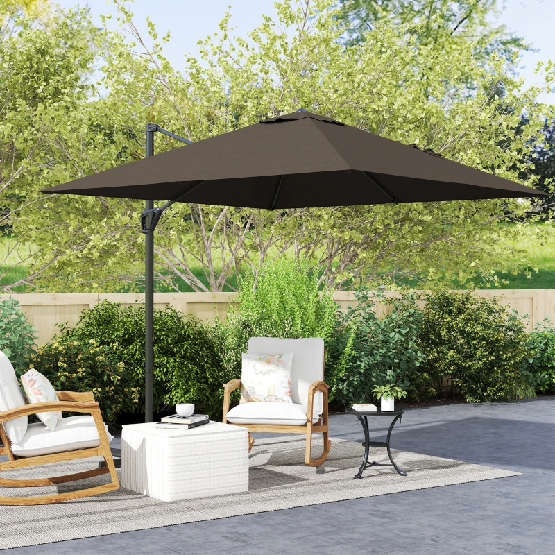 Outsunny Patio Offset Parasol Umbrella - Tan