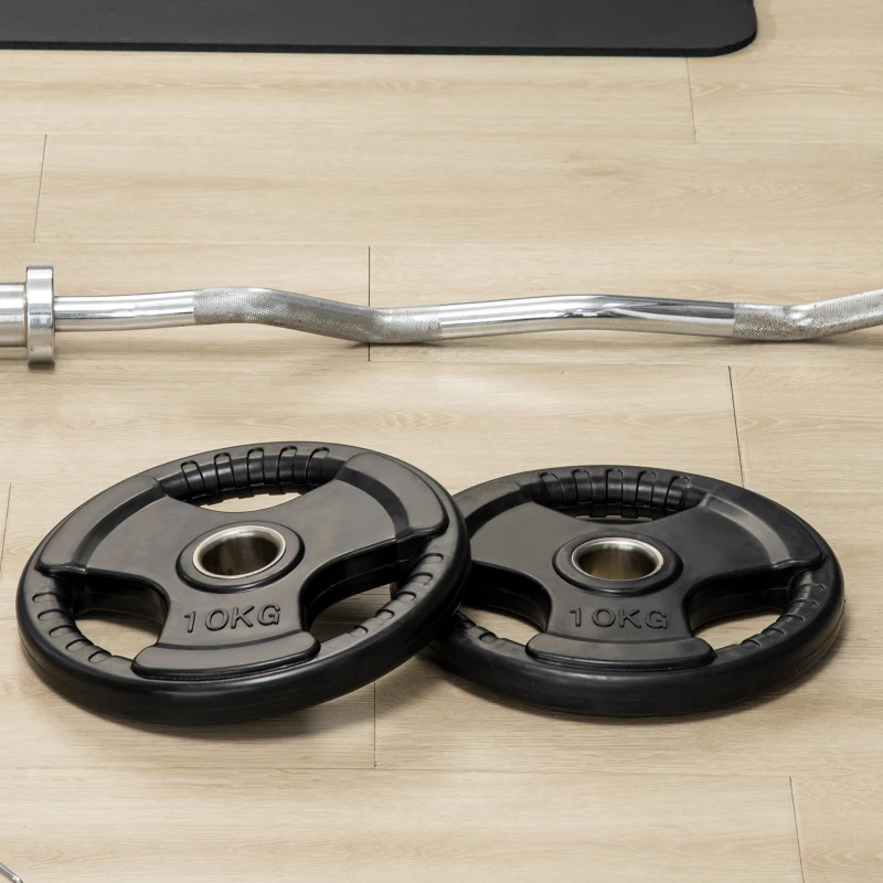 SPORTNOW Anilha, conjunto de 2, 10 kg por anilha, três pegas, revestimento em borracha que protege o piso, metal