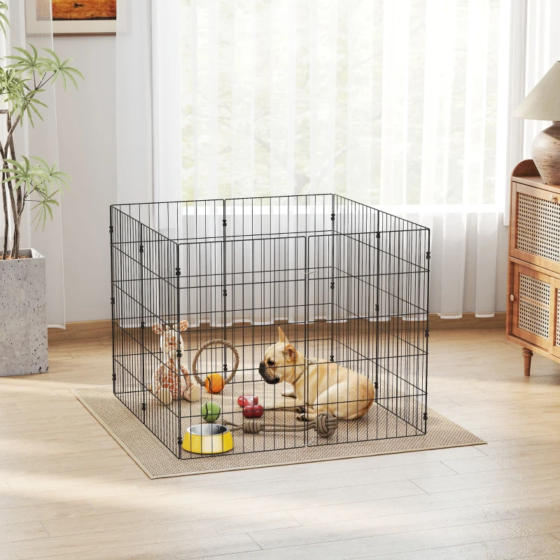 PawHut Recinto per Cani Recinto Espandibile Pieghevole in Metallo 50x80 cm Nero